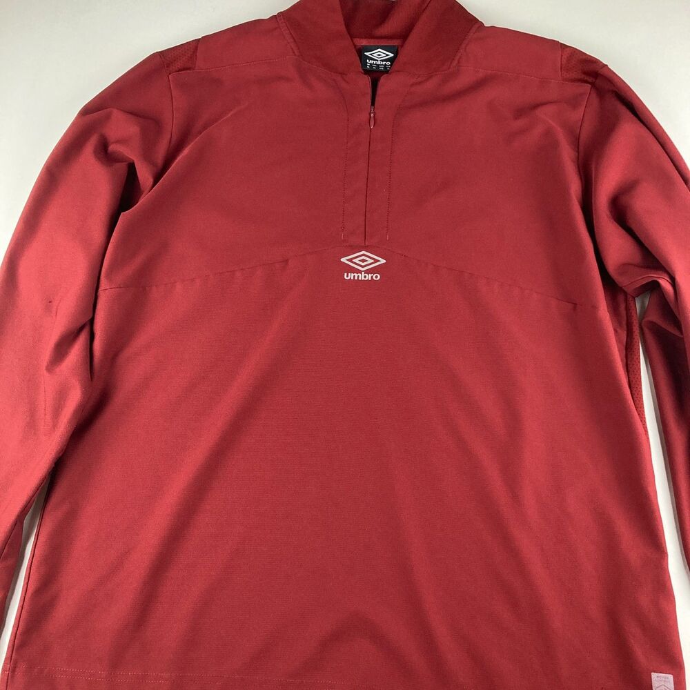 Umbro Motion Control Mens XL Red Quarter Zip Soccer Training Pullover